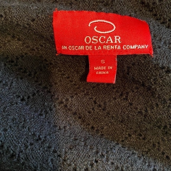 OSCAR DE LA RENTA Black Wool Cashmere Blend Long Open Cardigan Sweater Small S - Picture 8 of 8